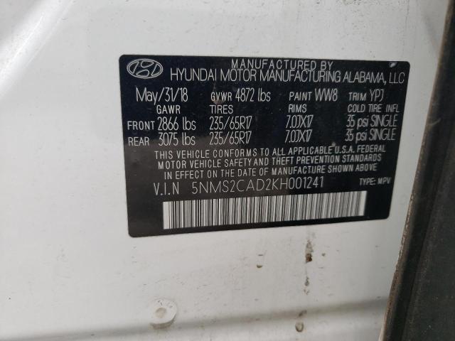 2019 HYUNDAI SANTA FE S - 5NMS2CAD2KH001241