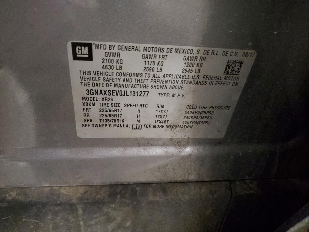 Lot #3218588071 2018 CHEVROLET EQUINOX LT