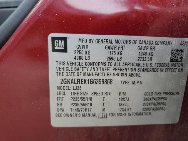 2016 GMC TERRAIN DE 2GKALREK1G6358868