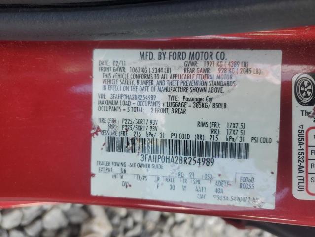2011 FORD FUSION SE - 3FAHP0HA2BR254989