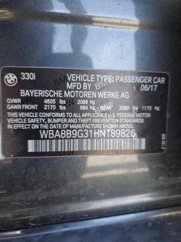 2017 BMW 330 I WBA8B9G31HNT89826
