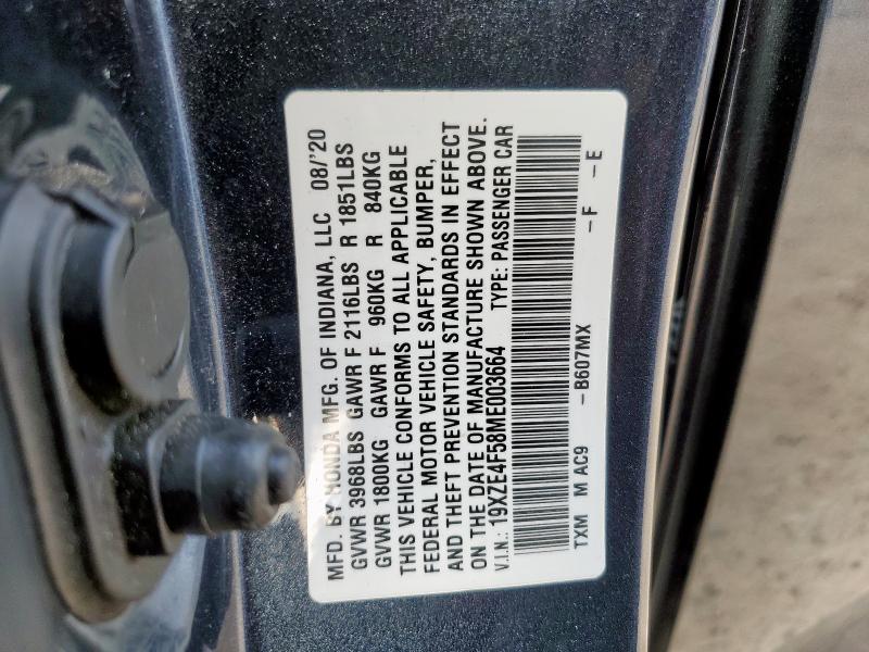 2021 HONDA INSIGHT EX 19XZE4F58ME003664