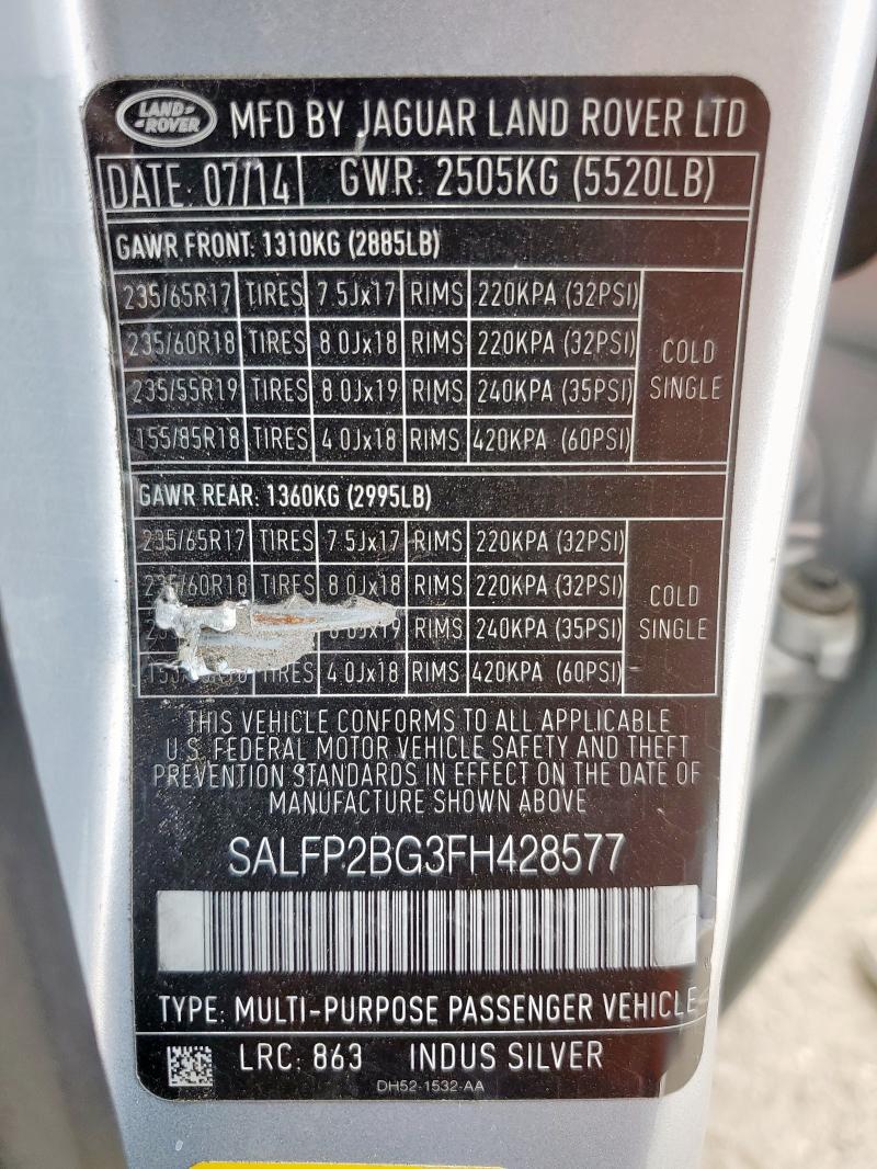 2015 LAND ROVER LR2 SE SALFP2BG3FH428577