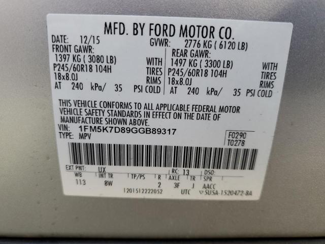 2016 FORD EXPLORER X - 1FM5K7D89GGB89317