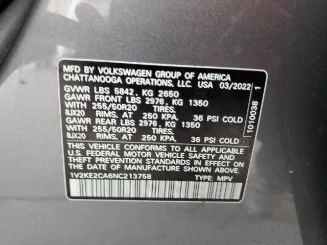 2022 VOLKSWAGEN ATLAS CROSS SPORT SE 1V2KE2CA6NC213758