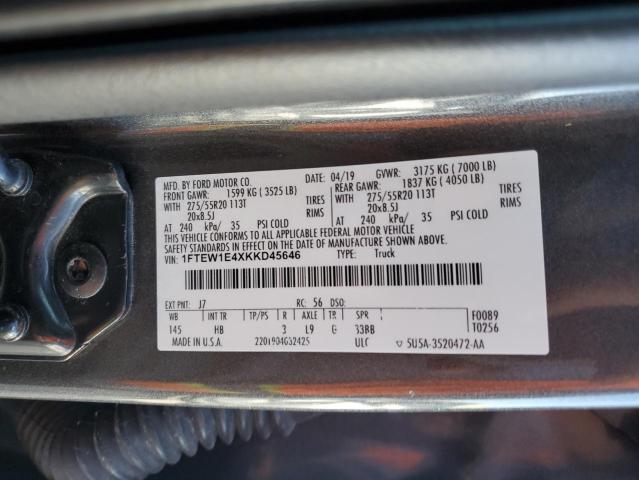 2019 FORD F150 SUPER - 1FTEW1E4XKKD45646