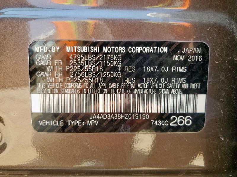 2017 MITSUBISHI OUTLANDER - JA4AD3A38HZ019190