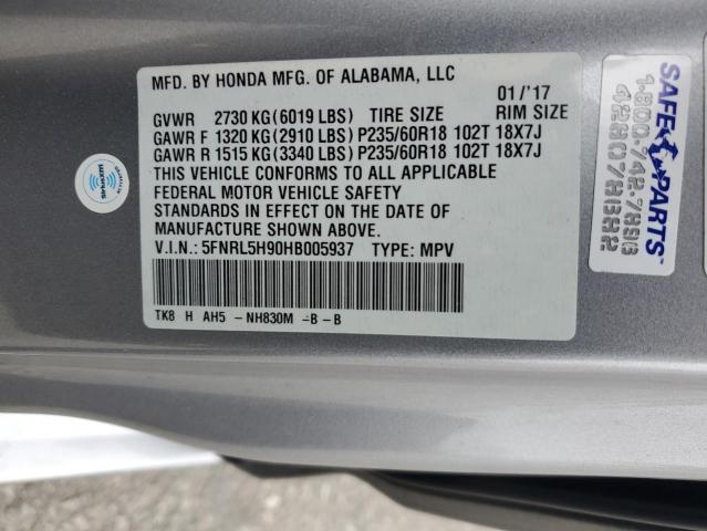 2017 HONDA ODYSSEY TO 5FNRL5H90HB005937