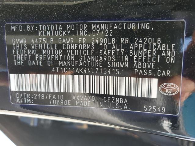 2022 TOYOTA CAMRY LE - 4T1C11AK4NU713415