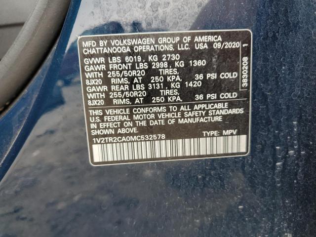 2021 VOLKSWAGEN ATLAS SEL - 1V2TR2CA0MC532578