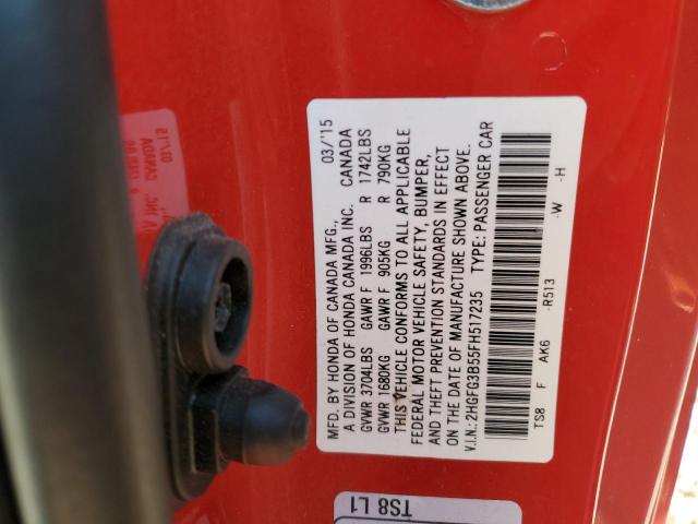2015 HONDA CIVIC LX 2HGFG3B55FH517235