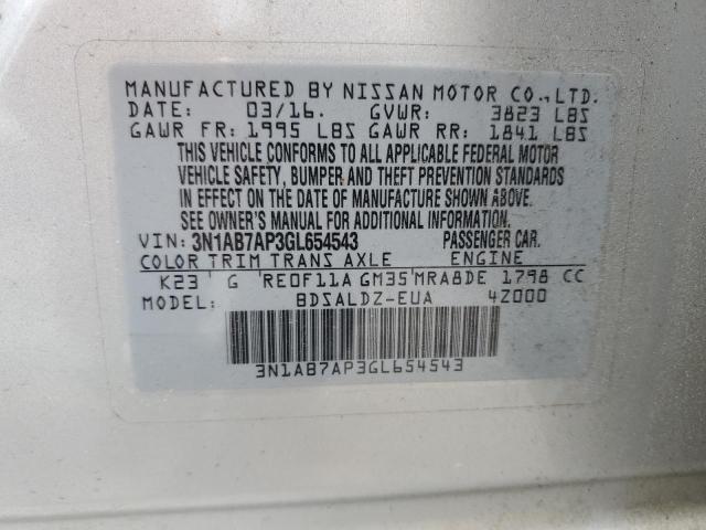 2016 NISSAN SENTRA S - 3N1AB7AP3GL654543