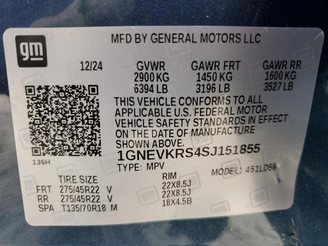 2025 CHEVROLET TRAVERSE H 1GNEVKRS4SJ151855