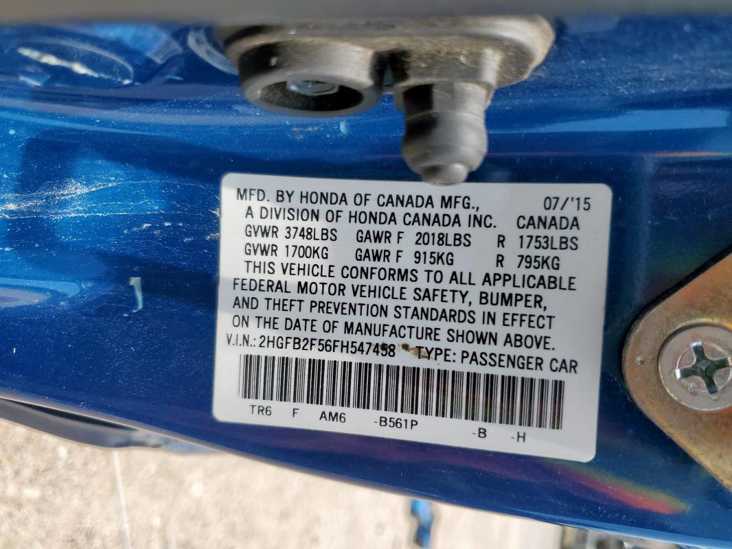2015 HONDA CIVIC LX - 2HGFB2F56FH547458