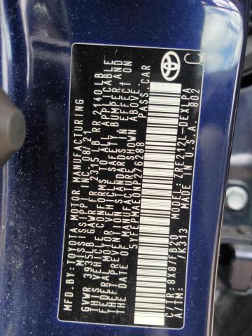 2022 TOYOTA COROLLA LE 5YFEPMAE0NP276288