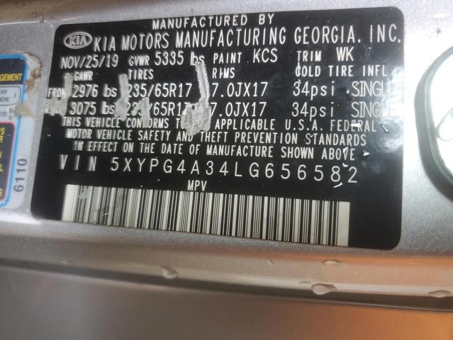 2020 KIA SORENTO L 5XYPG4A34LG656582