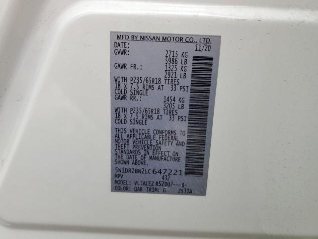 2020 NISSAN PATHFINDER - 5N1DR2BN2LC647221