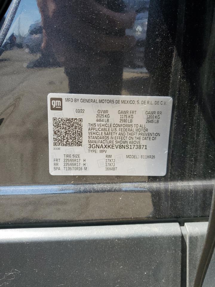 Lot #3317733082 2022 CHEVROLET EQUINOX LT