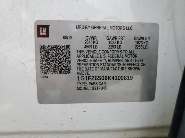 2019 CHEVROLET BOLT EV PR - 1G1FZ6S08K4100819