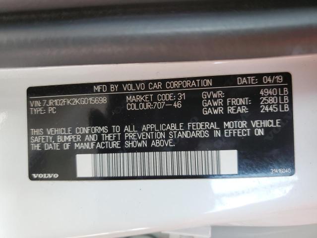 2019 VOLVO S60 T5 MOM 7JR102FK2KG015698