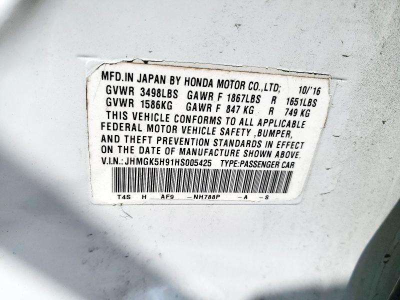 2017 HONDA FIT EX JHMGK5H91HS005425