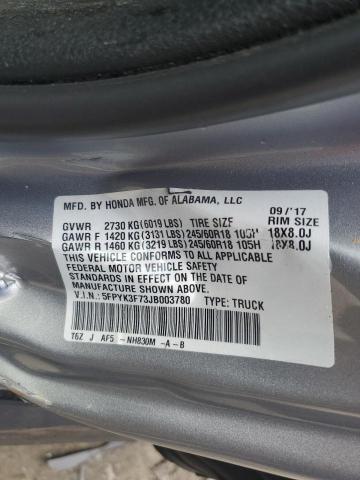 2018 HONDA RIDGELINE - 5FPYK3F73JB003780