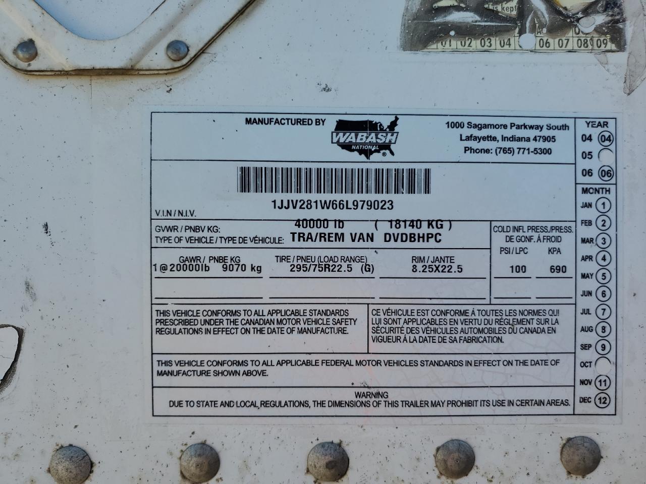 Lot #3254470144 2006 WABASH UNKNOWN