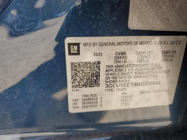 2021 CHEVROLET SILVERADO - 3GCUYEET4MG230958