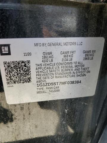 1g1zd5st7mf038384 - 2021 Chevrolet malibu lt - #57892305