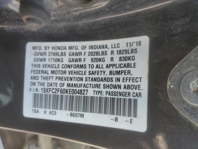 2019 HONDA CIVIC LX - 19XFC2F60KE004827
