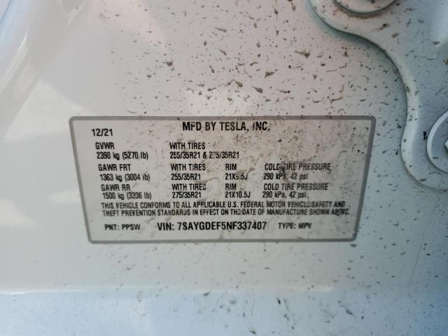 2022 TESLA MODEL Y 7SAYGDEF5NF337407