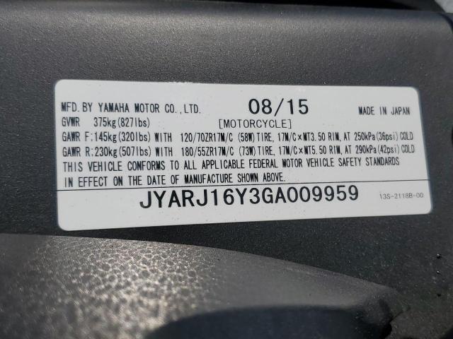 2016 YAMAHA YZFR6 C JYARJ16Y3GA009959