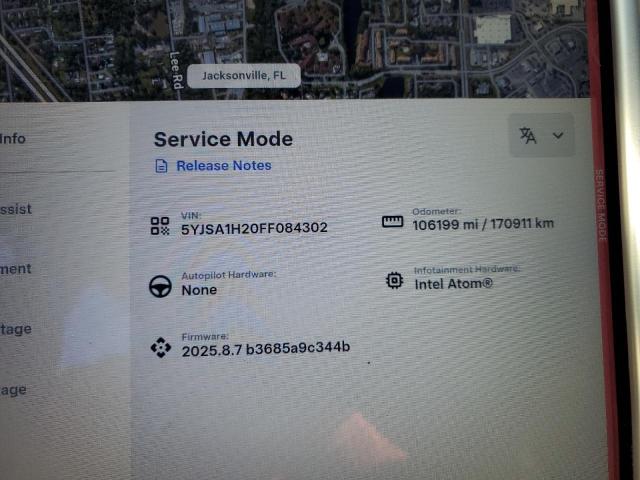 2015 TESLA MODEL S 85 5YJSA1H20FF084302