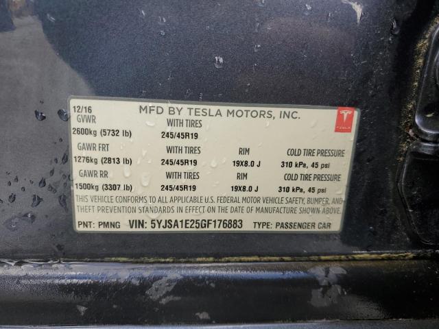 2016 TESLA MODEL S 5YJSA1E25GF176883