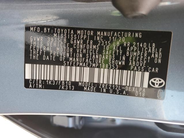 2021 TOYOTA COROLLA LE - 5YFEPMAE7MP188353