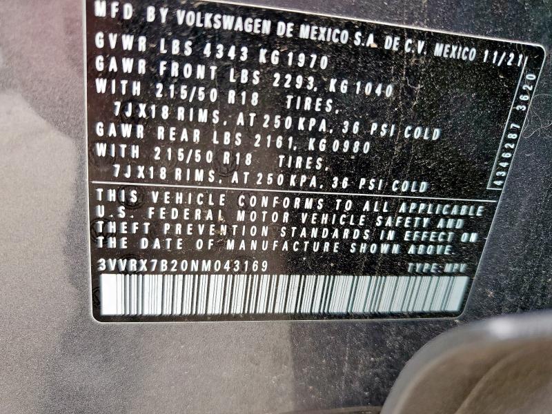 2022 VOLKSWAGEN TAOS SE - 3VVRX7B20NM043169