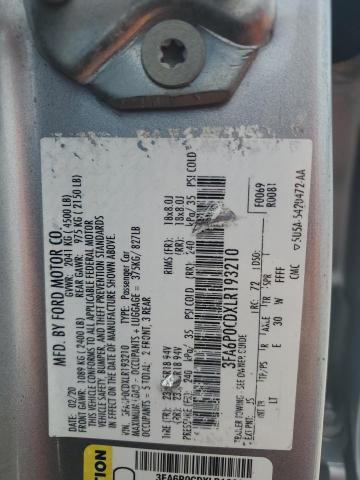2020 FORD FUSION SEL - 3FA6P0CDXLR193210