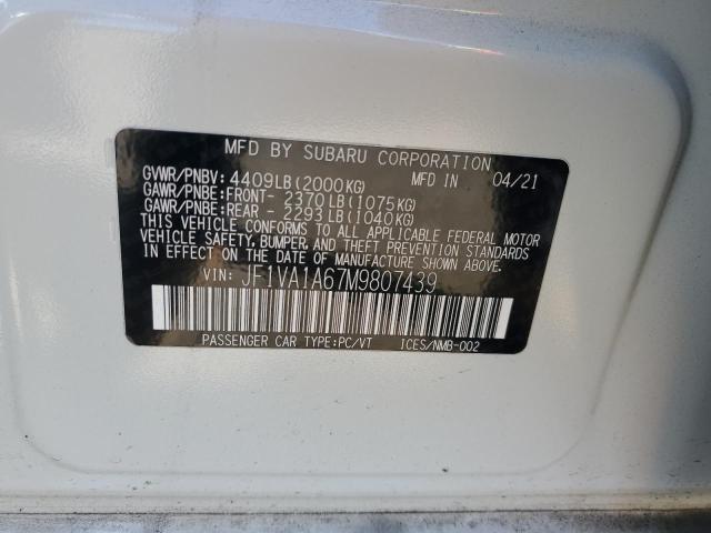 2021 SUBARU WRX JF1VA1A67M9807439