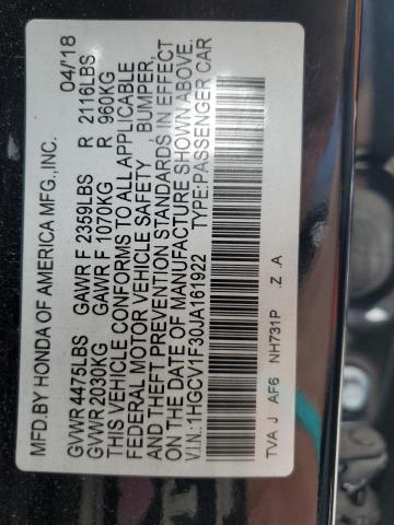 2018 HONDA ACCORD - 1HGCV1F30JA161922