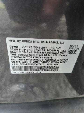 2019 HONDA PILOT LX 5FNYF5H19KB028217