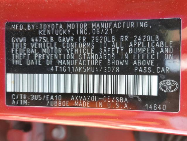2021 TOYOTA CAMRY SE - 4T1G11AK5MU473078