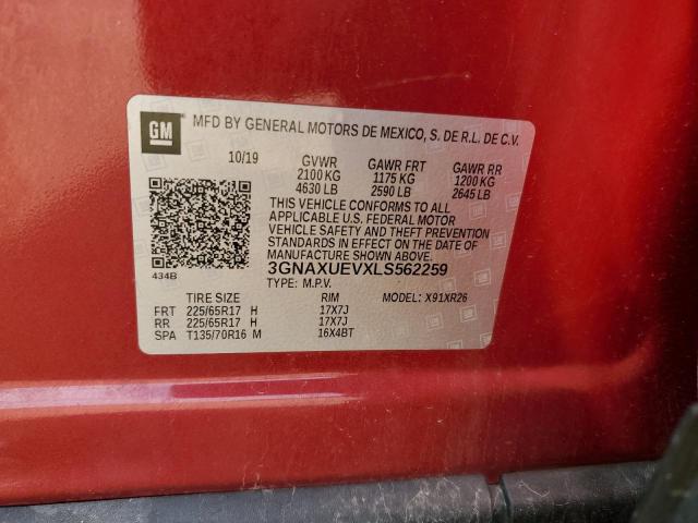 2020 CHEVROLET EQUINOX LT 3GNAXUEVXLS562259