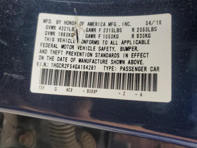 2016 HONDA ACCORD SPO - 1HGCR2F54GA194281