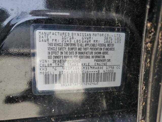 2019 NISSAN SENTRA S 3N1AB7AP9KY242462