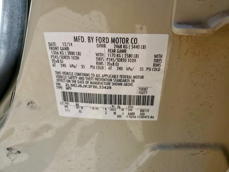 2015 LINCOLN MKX - 2LMDJ6JK3FBL33429
