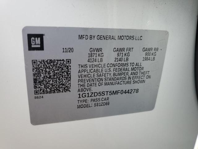 2021 CHEVROLET MALIBU LT 1G1ZD5ST5MF044278