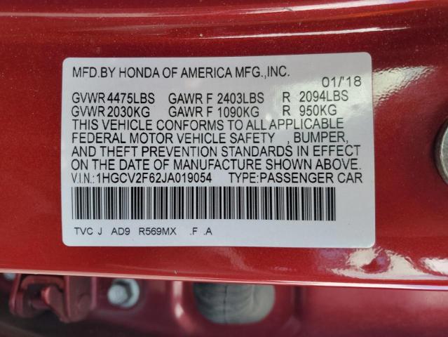 2018 HONDA ACCORD EXL - 1HGCV2F62JA019054