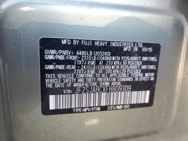 2015 SUBARU FORESTER 2 - JF2SJABCXFH809309