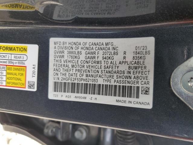 2023 HONDA CIVIC SPOR 2HGFE2F53PH521053