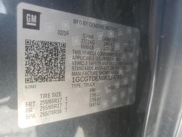 2019 CHEVROLET COLORADO Z - 1GCGTDEN8K1247815